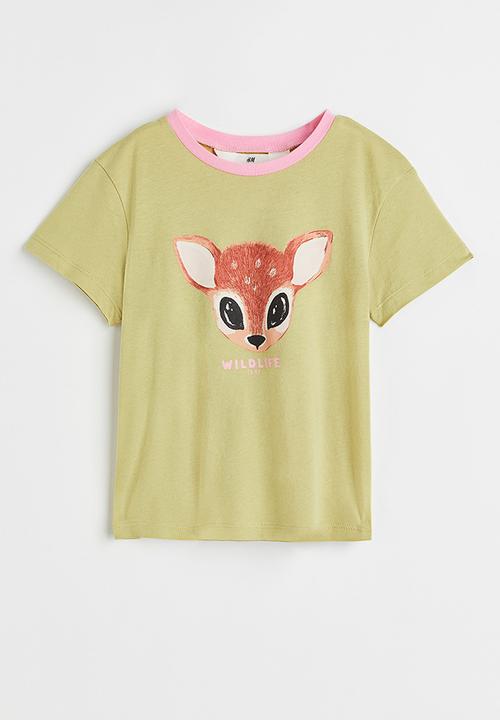 H&M - Printed jersey top - dark yellow 