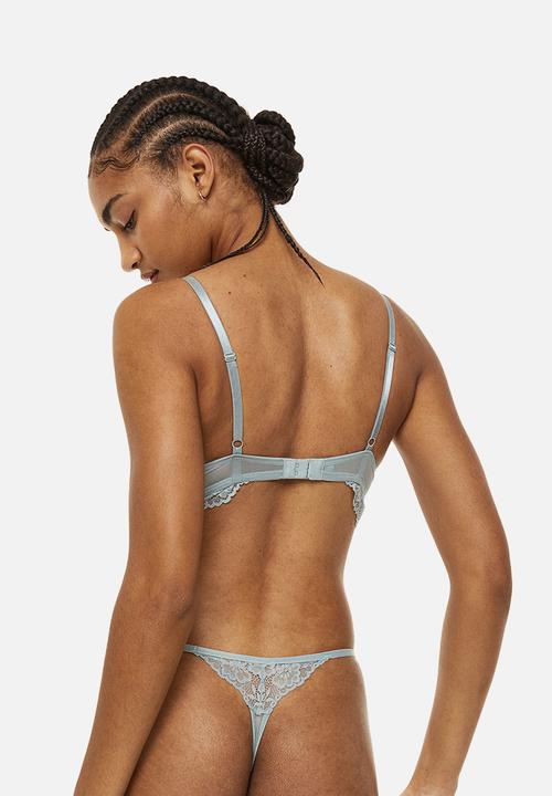 H&M - 3-pack lace thong briefs - light turquoise/light pink/black