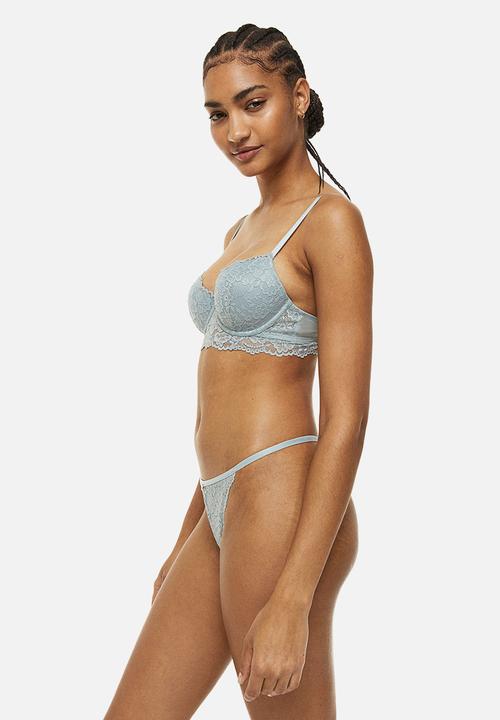 H&M - 3-pack lace thong briefs - light turquoise/light pink/black