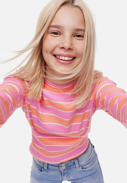 H&M - Long-sleeved jersey top - pink/striped