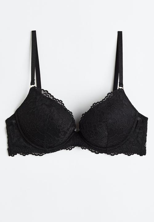 H&M - Lace super push-up bra - black