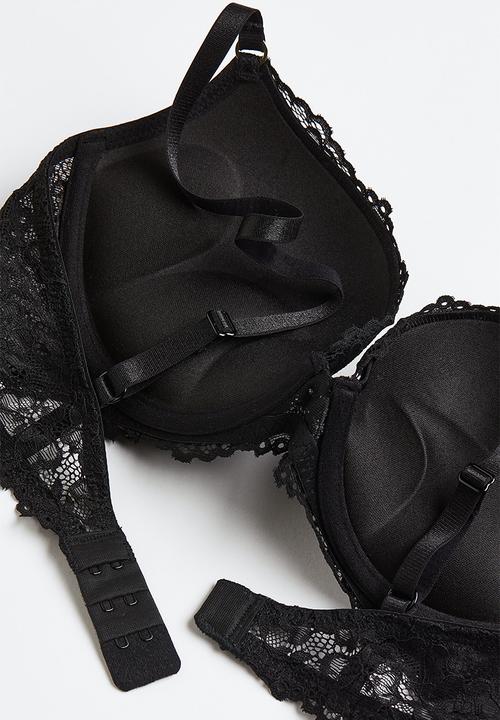 H&M - Lace super push-up bra - black