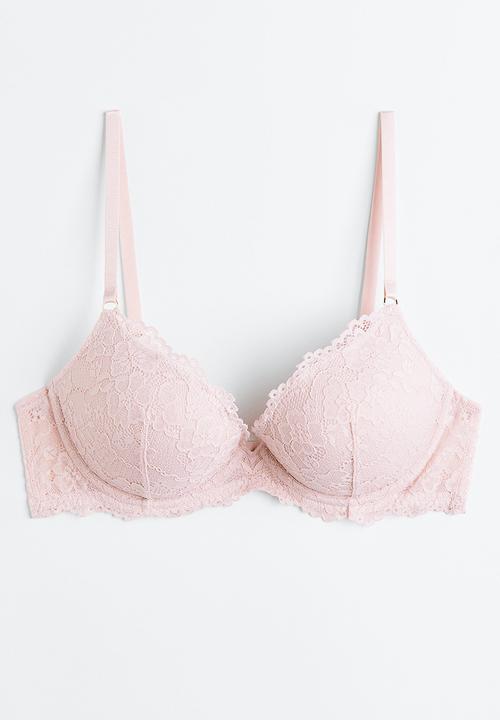 H&M - Lace super push-up bra - light pink