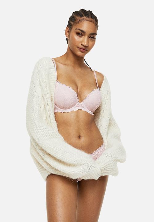 H&M - Lace super push-up bra - light pink