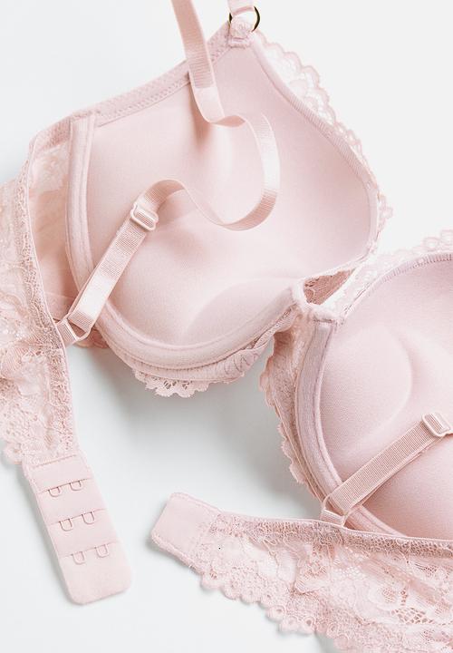 H&M - Lace super push-up bra - light pink