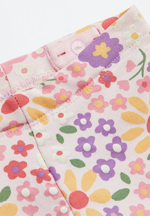 H&M - Brushed-inside leggings - pink/floral