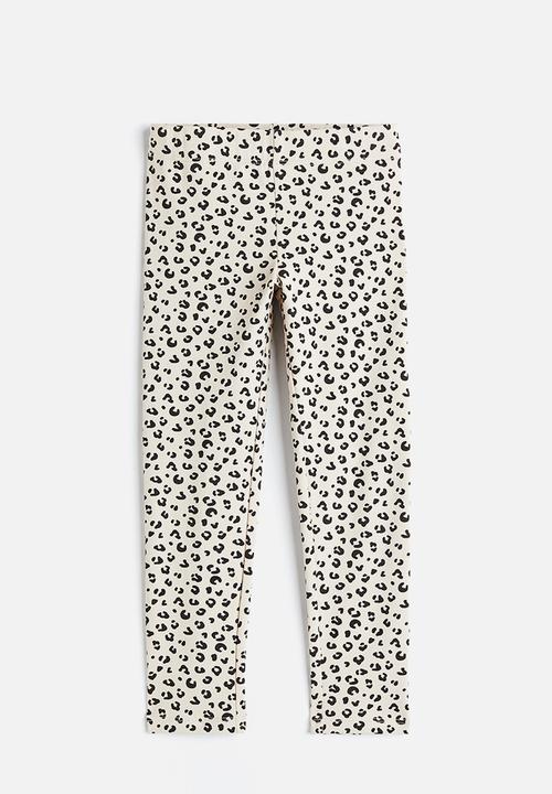 H&M - Leggings with brushed inside - light beige/leopard print