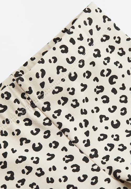H&M - Leggings with brushed inside - light beige/leopard print