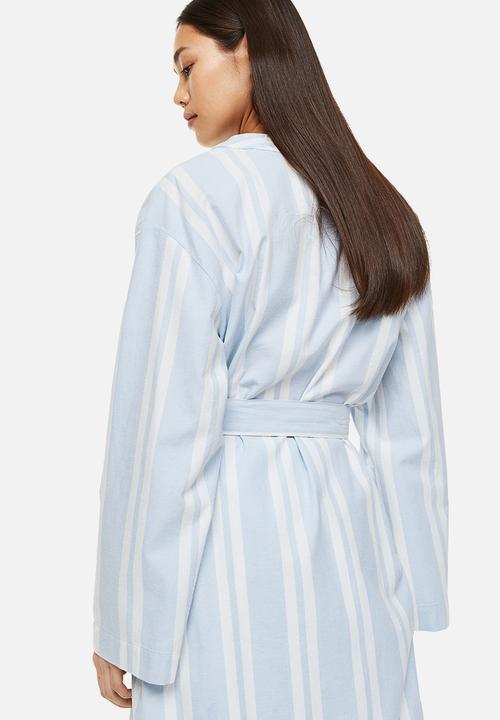 H&M - Twill dressing gown - light blue/striped 