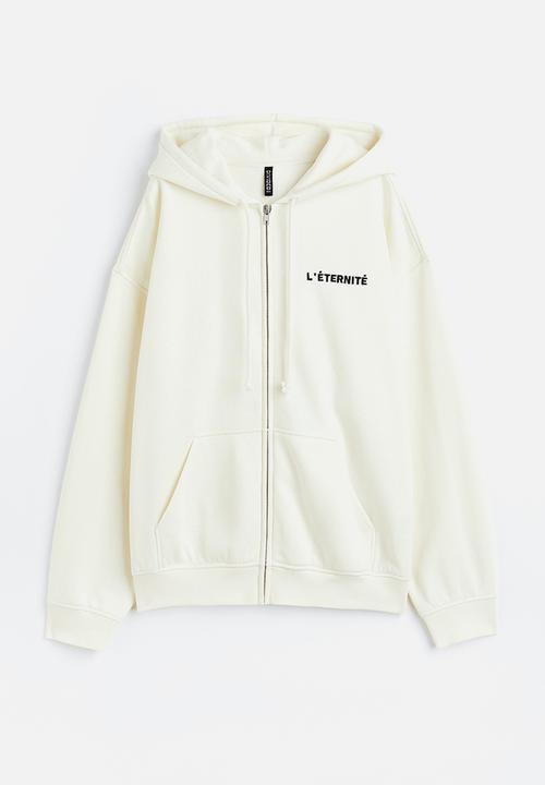 H&M - Oversized zip-through hoodie - multi,white