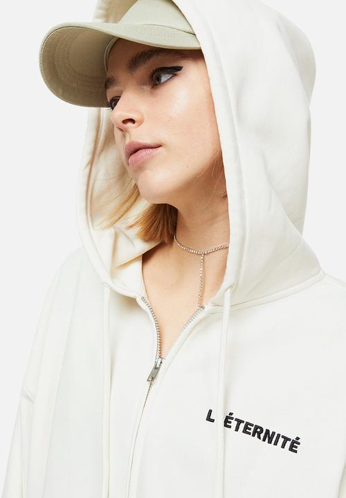 H&M - Oversized zip-through hoodie - multi,white