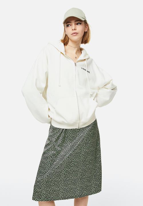 H&M - Oversized zip-through hoodie - multi,white