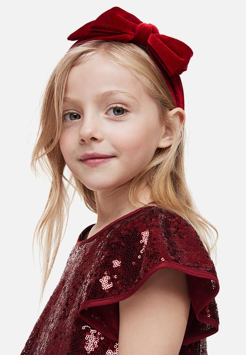 H&M - Flutter-sleeved dress - dark red 