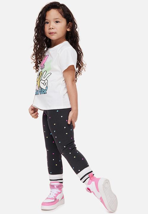 H&M - Leggings with brushed inside - dark grey/hearts