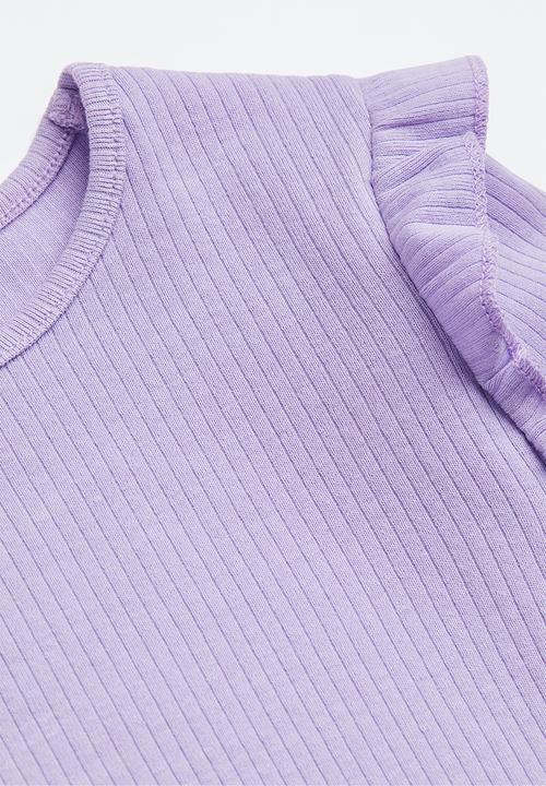 H&M - Flounce-trimmed ribbed top - light purple