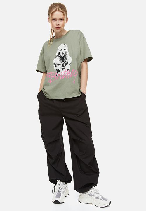 H&M - Oversized printed t-shirt - green,multi