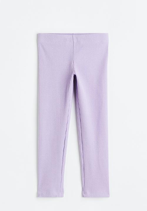 H&M - Ribbed cotton leggings - light purple