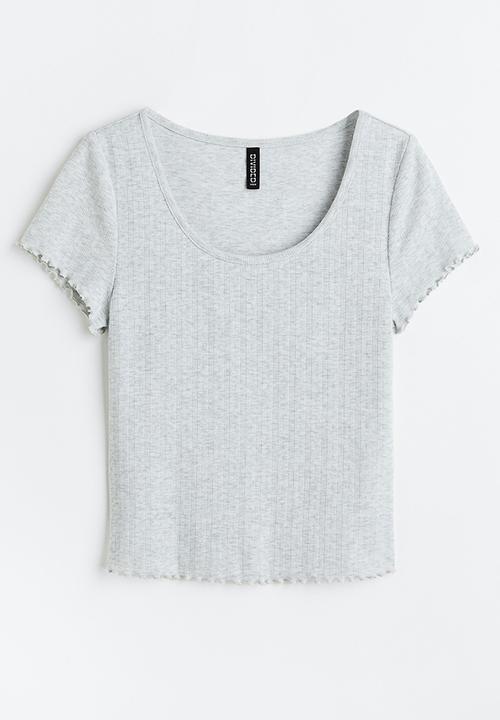 H&M - Pointelle jersey top - grey