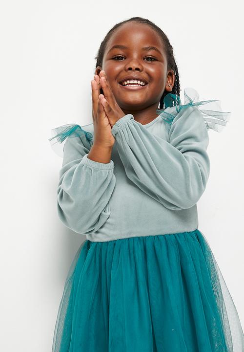 Superbalist - Combo velour dress - pacific green 