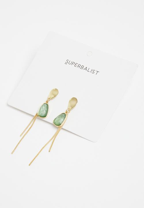 Superbalist - Rowan statement earrings - gold & green