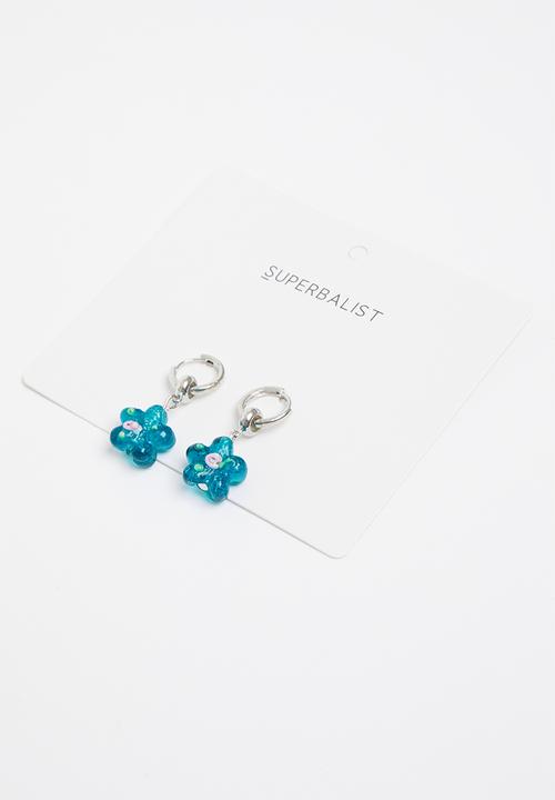 Superbalist - Mika flower hoop earrings - blue