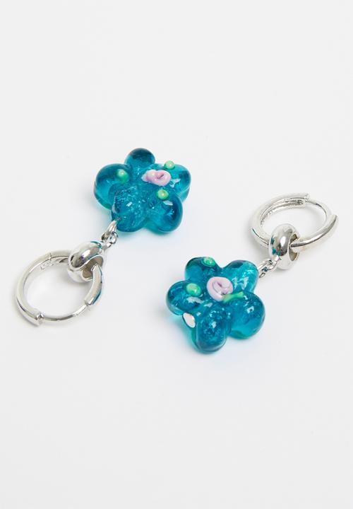 Superbalist - Mika flower hoop earrings - blue