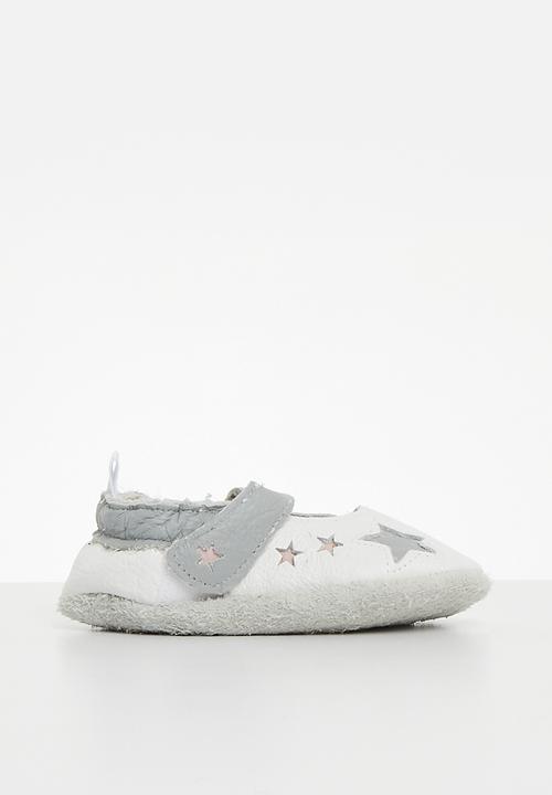 Pitta-Patta Shoes - Mary jane star - white & grey