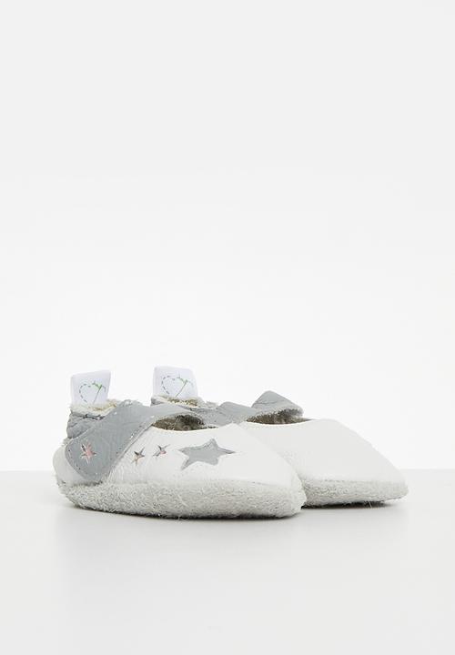 Pitta-Patta Shoes - Mary jane star - white & grey