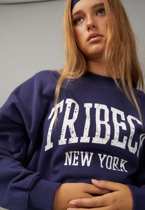 Factorie - Slouchy premium graphic crew - patriot blue/tribeca