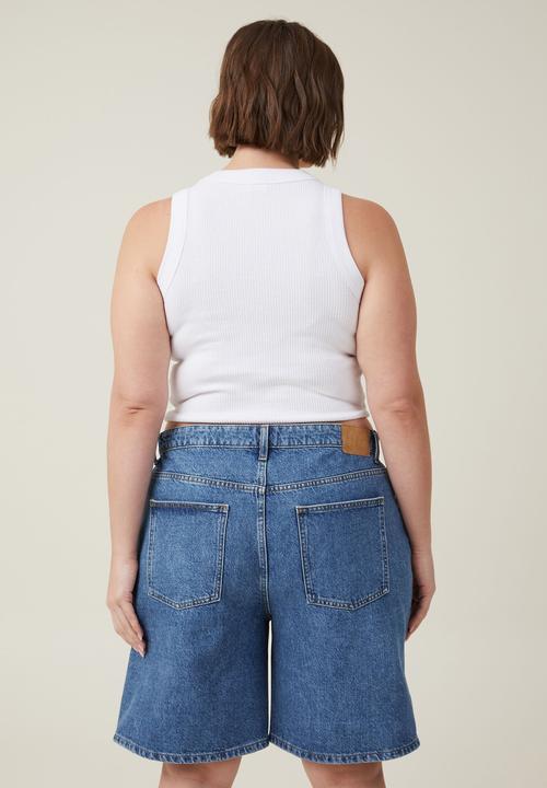 Cotton On - Plus baggy denim short - sea blue