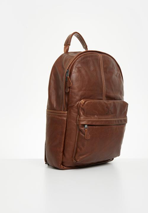 Thandana - Leather Laptop Backpack - Tobac