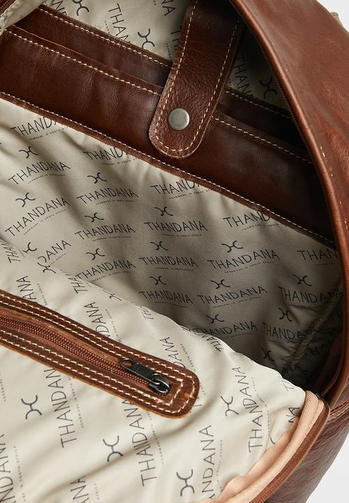 Thandana - Leather Laptop Backpack - Tobac