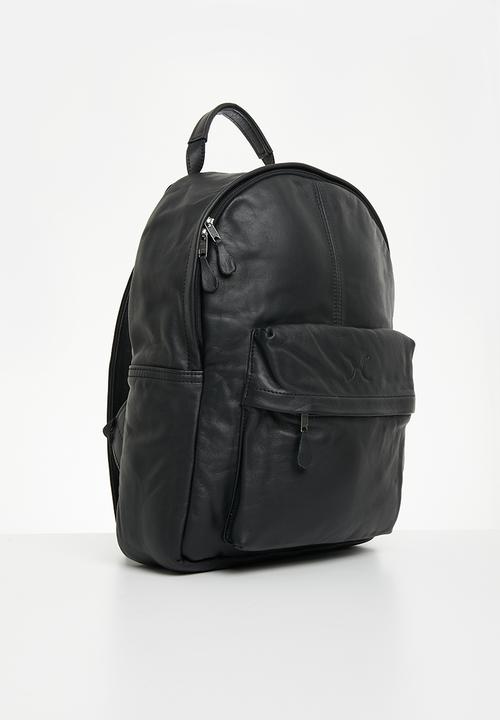 Thandana - Leather Laptop Backpack - Black