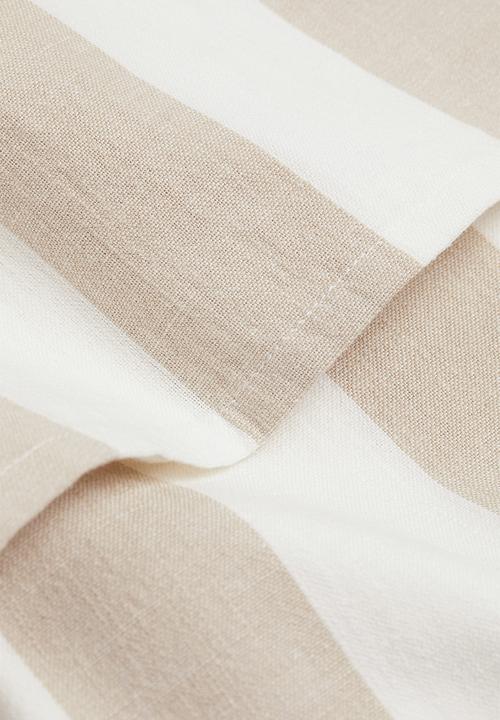 H&M - Striped linen-blend tablecloth - light beige/striped