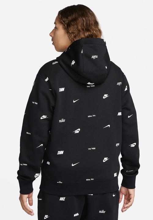 Nike - M nk club+ bb po hoodie aop - black