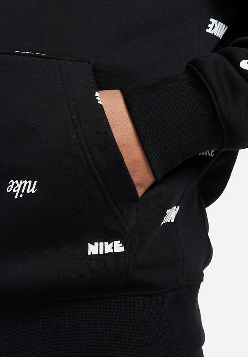 Nike - M nk club+ bb po hoodie aop - black
