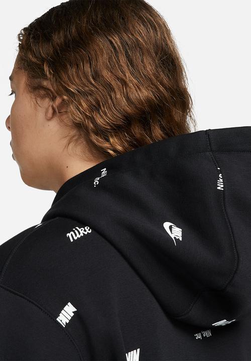 Nike - M nk club+ bb po hoodie aop - black