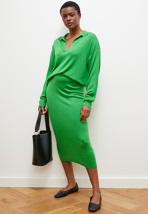 edit - Collared pullover - bright green