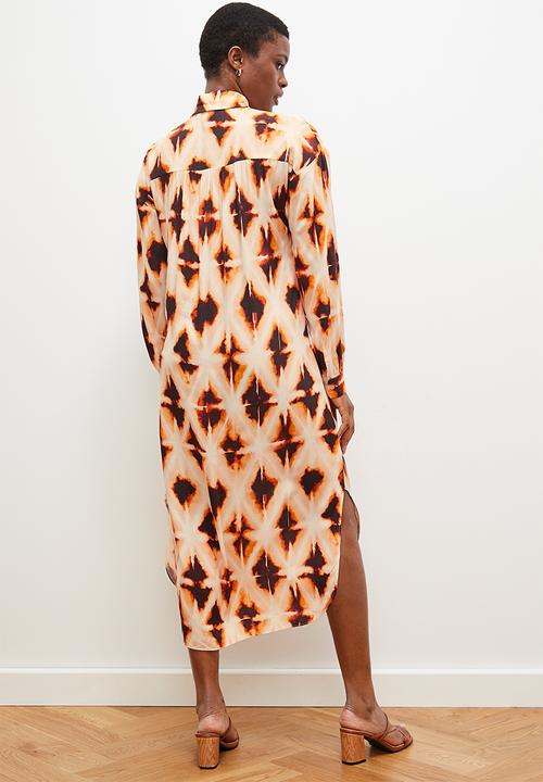edit - Column collar shirt dress - diamond ikat