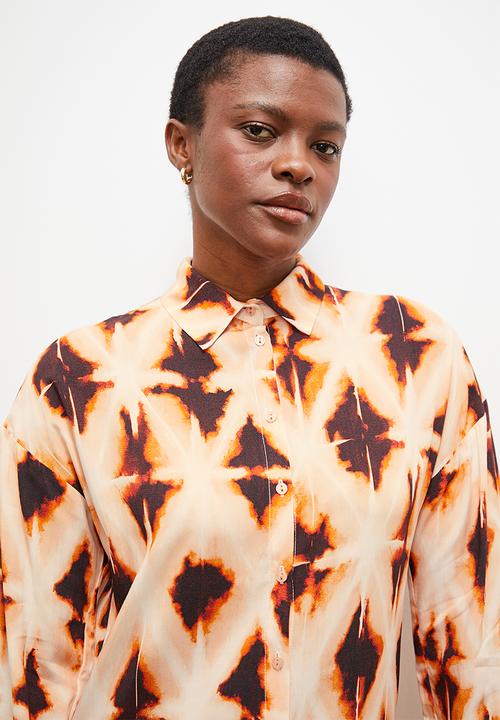 edit - Column collar shirt dress - diamond ikat