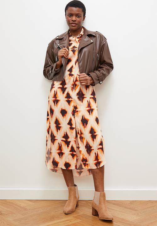 edit - Column collar shirt dress - diamond ikat