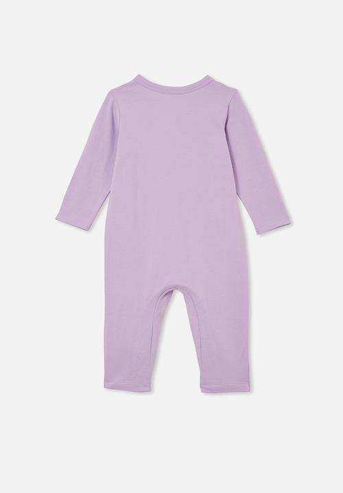 Cotton On - The long sleeve snap romper lcn - lcn kei lilac drop/keith haring lil angel