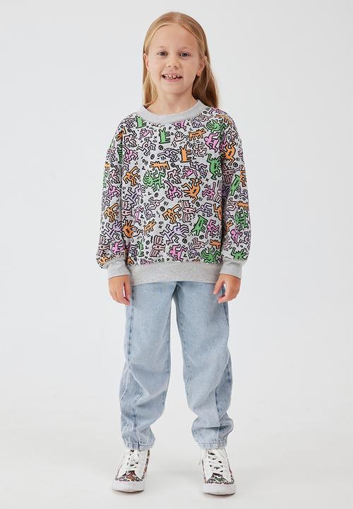 Cotton On - License dusty fleece crew neck - lcn kei keith haring dance/light grey marle