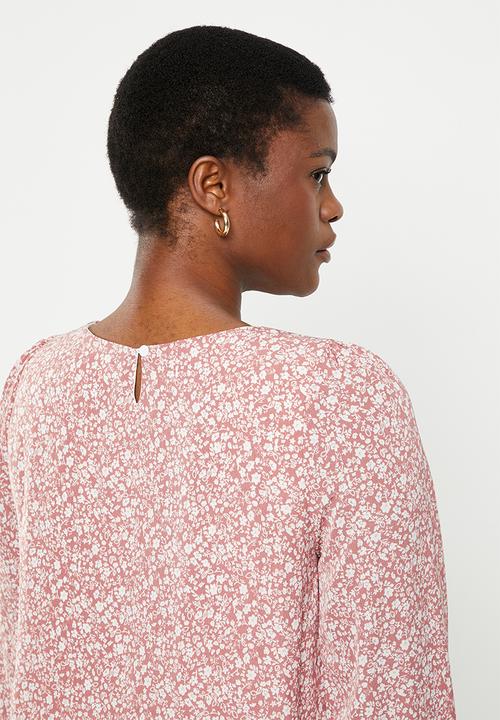 Stella Morgan - Long sleeve ditsy floral blouse - powder pink 