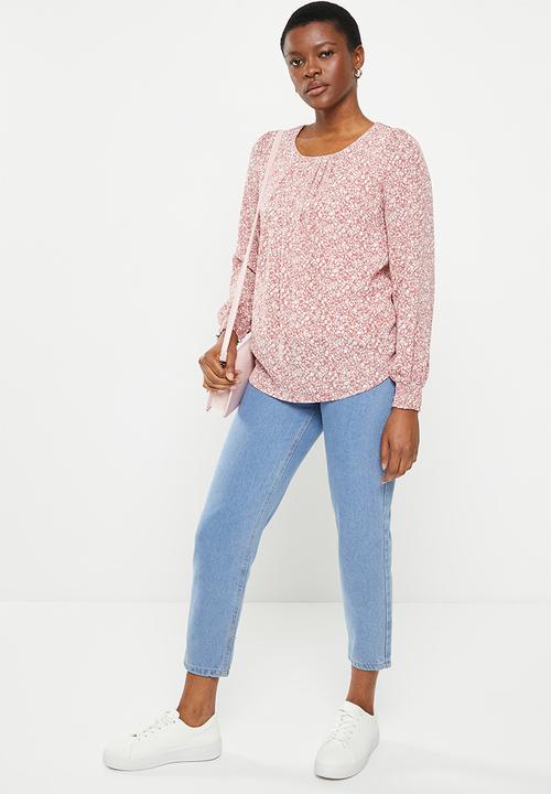 Stella Morgan - Long sleeve ditsy floral blouse - powder pink 