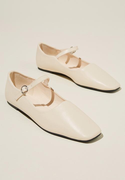 Cotton On - Mary Jane Ballet - Ivory Vegan Leather