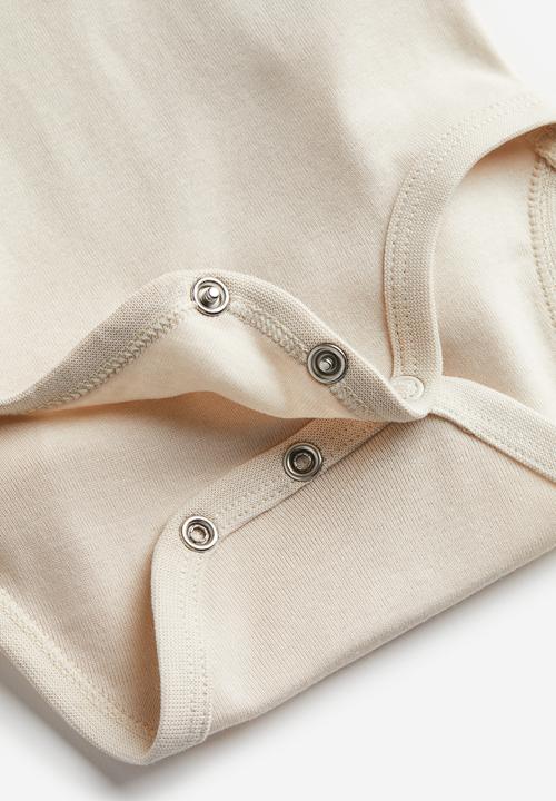 H&M - 3-pack short-sleeved bodysuits - beige