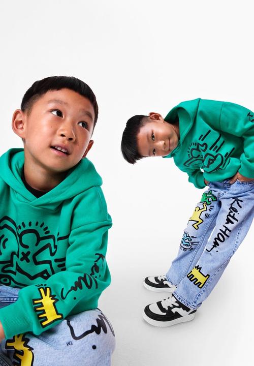 H&M - Loose fit jeans - light denim blue/keith haring