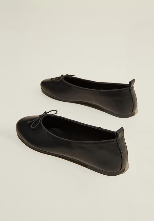Cotton On - Emily Bow Ballerina - Black Vegan Leather