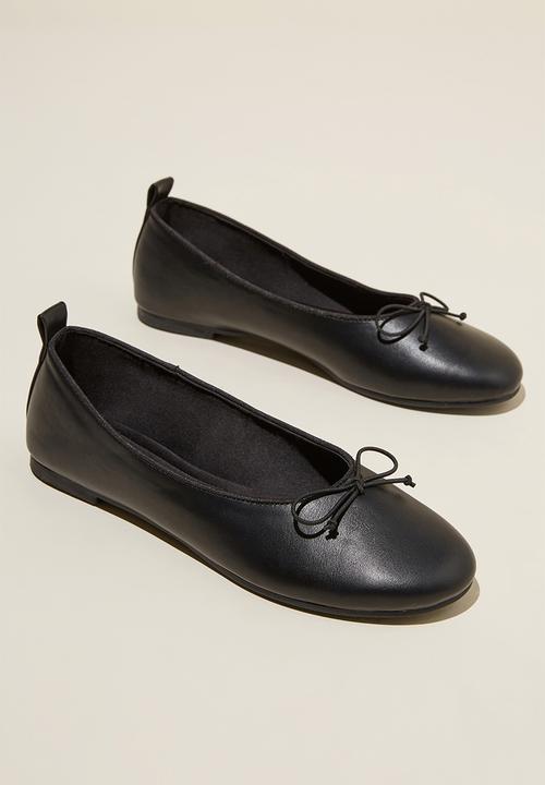 Cotton On - Emily Bow Ballerina - Black Vegan Leather